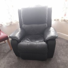 3 Seater sofa X 2 with 1 recliner chair.  Used Condition. Black leather 