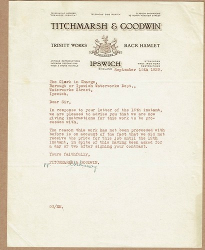 1929 billhead titchmarsh - titchmarsh, &