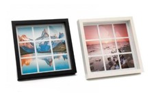 SMALL MULTI APERTURE 9 PHOTO FRAME BLACK OR WHITE SIZE 26CM X 26CM