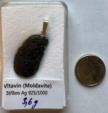 Genuine Moldavite Tektite Sterling Silver Pendant 3.6g  Stone Of transformation
