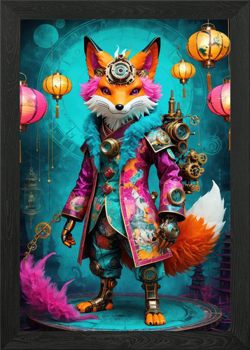 Steampunk fox warrior - warrior, in