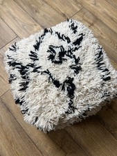 Habitat wool pouffe/footstool cream/ black 40cm x 40cm x 40cm