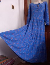 Vtg Style Tiered Gypsy Maxi Dress Size 18 Boho Holiday Puff Sleeve cottage core 