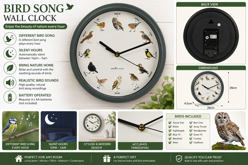 Bird clock with - clock,