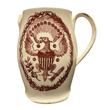 Rare 18th Century Creamware America Jug, By Thomas Baddeley, Hanley, C.1790