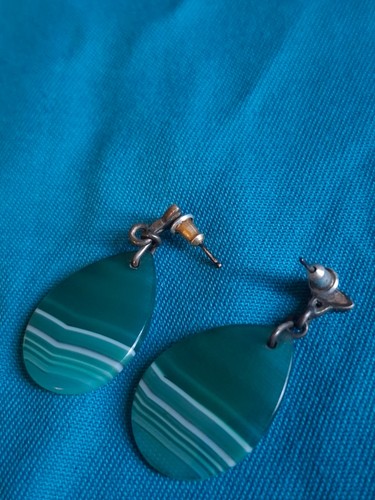 Iona silver green banded - , agate