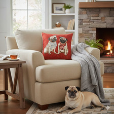 Signare Tapestry Cushion Cover 18x18 – Pug, Chihuahua, Westie, Cat – 45cm Cover