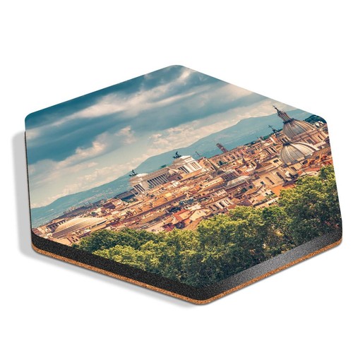 Hexagon mdf coaster rome - hexagon,