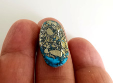 Natural Persian Turquoise Cabochon, Oval Shape, Stabilized Blue Stone, 30 Carat
