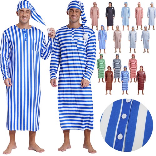 Mens striped nightshirt - nightshirt, long