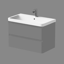 Bathroom 800mm Wash Basin Sink White Gloss Modern Curved Resin 1 Tap Hole