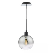John Lewis Ceiling Light Pendant Dar Lycia Omre Black Smoked Glass Shade