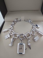  Ladies Burberry Sterling Silver Charm Bracelet Watch BU5203 