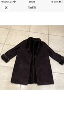 Ladies Rare M&S Purple Suede Effect Fur Lining Open Coat, Size: 14 + Free Tops