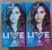 Schwarzkopf Live Ultra Violet L76 Permanent Hair Dye | 2 Pack | Colour Lift