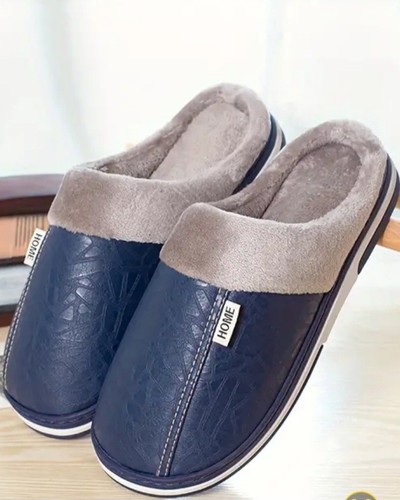 Mens slippers faux - leather, fur