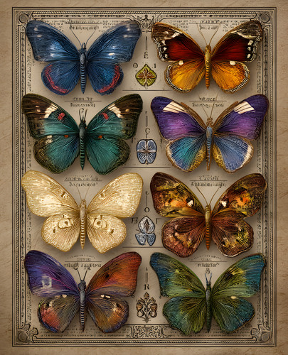 Nine colorful butterfly - nine,