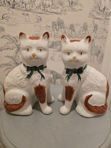 Vintage ceramic cat figurines - ceramic,