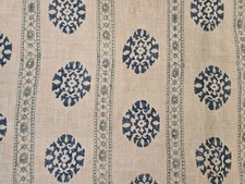 1 Custom Alma Aqua by GP & J Baker Curtain Panel Blue Beige Linen L100.5xW48.5in