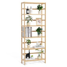 VEVOR Bamboo Bookshelf 6 Tiers Bamboo Ladder Bookcase Rectangle Storage Rack