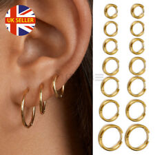 14K Gold Filled Stainless Steel Clicker Huggie Creole Hoop Stud Earrings 8-20MM