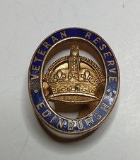 Original WW1 Veteran Reserve Edinburgh Enamel Lapel Buttonhole badge Numbered