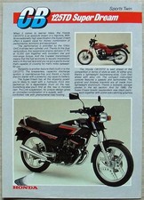 HONDA CB125TD SUPER DREAM MOTORCYCLE Sales Specification Leaflet April 1986