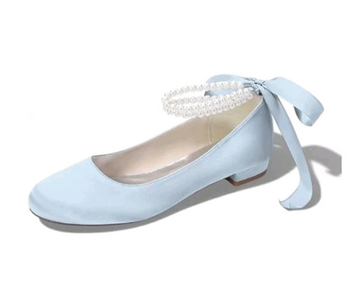 Blue satin shoes with - blue,