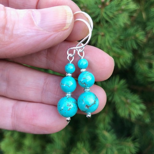 Real turquoise earrings - turquoise,