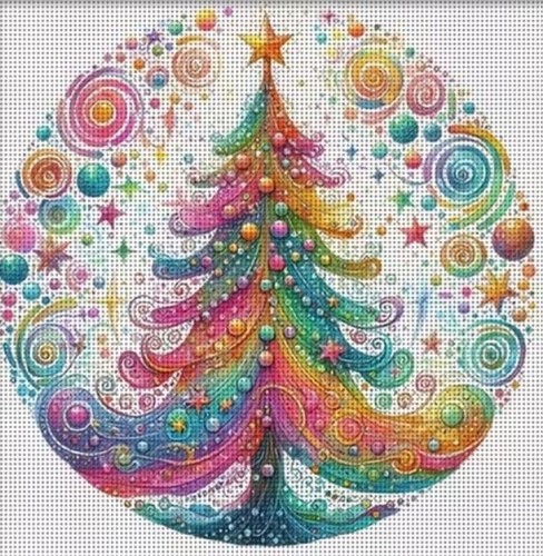 Rainbow christmas tree printed - rainbow,