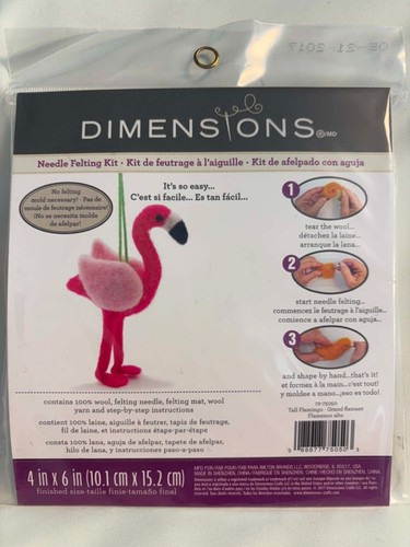 Flamingo felt needling - felt, kit