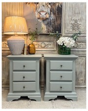 Pair Of  Bedside Tables With 3 Drawers In Pigeon By Farrow And Ball