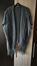 Anna Field Waterfall Cardigan Open Front Knit Grey Short Sleeve Tassels 42/XL