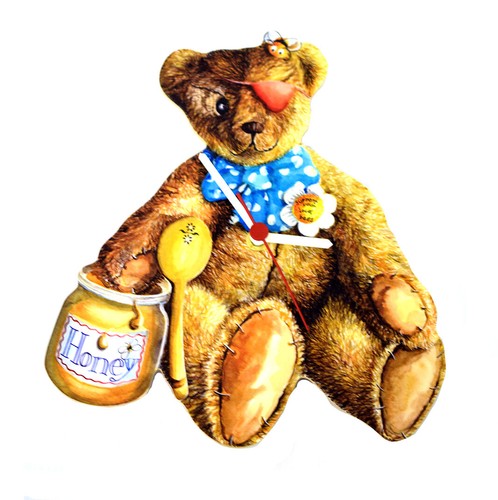 Honey bear clock nursery - bear,