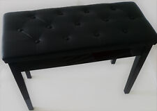 Piano Bench Stool High Gloss Black with Storage _