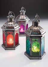 Moroccan tonal glass lantern - moroccan,