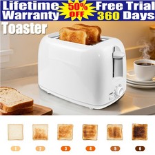 White 2 Slice Toaster,6 Shade Settings,6 Cooking Modes Thick Bread Toaster 2000W