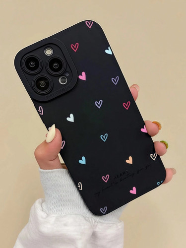 Black colorful heart phone - black,
