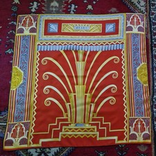 Etro Vintage Italian Silk Twill  Scarf  In Red Art Deco Design 90cm X 90cm