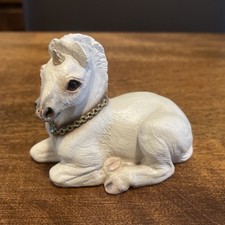 Windstone Editions Rare Unicorn Foal Gold Horn & Chain Retired Pena 90 White 3"