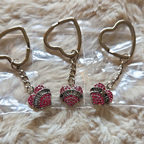Pink rhinestone heart sister - heart,