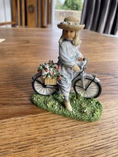 Christine Haworth The Bicycle Ride Figurine Leonardo Crisalis Girl Flowers Bike