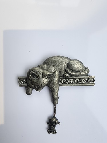 Jonette vintage pewter cat - vintage,