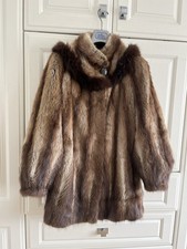 Ladies  Real Fur muskrat  Beaver?And Fox Swing  Coat Jacket Suit 12 14 Small 16