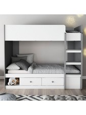 Peyton Storage Bunk Bed White Grey Kids Childrens Single Space Saving Furniture