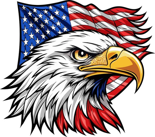 Eagle head with - head, flag