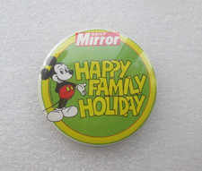 Vintage  Daily Mirror Happy Family Holiday Mickey Mouse Disney Pin Badge