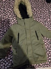 Boys Khaki Green Coat Hood