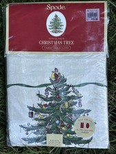 New Spode Christmas Tree Fabric Oblong Oval Table Cloth 60" X 102" Seats 6-8