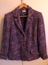 CLASSIC LADIES BOUCLE STYLE BLAZER/JACKET PURPLE AND PINK SIZE 16 -  18 USED GC